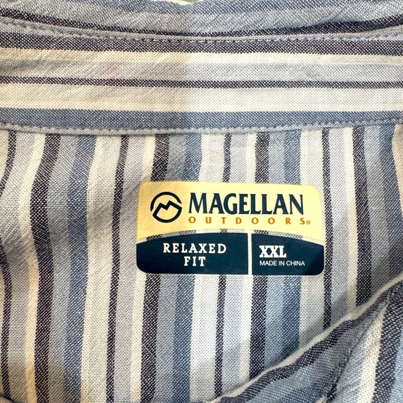 Magellan Outdoors Relaxed Shirt Blue Striped Button Down size XXL - Picture 9 of 12